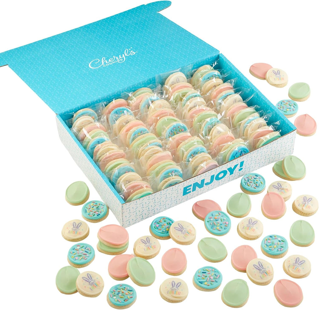 Cheryl's Cookies® Easter or Spring Gift Box, with 100 Buttercream-Frosted Sugar Cookies, Individually Wrapped, Easter or Spring Gift for Loved Ones, Family, Friends