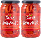 Gefen Roasted Red Pepper Strips, 16 oz (2 Pack) | Roasted Peppers in Brine | Kosher (including Passover)