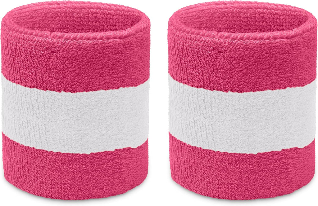 COUVER Terry Cloth 2 Colors Stripes Terry Striped Wristbands Wrist Sweatband for Men Women Boys Girls, 1 Pair