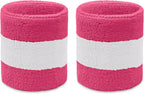 COUVER Terry Cloth 2 Colors Stripes Terry Striped Wristbands Wrist Sweatband for Men Women Boys Girls, 1 Pair