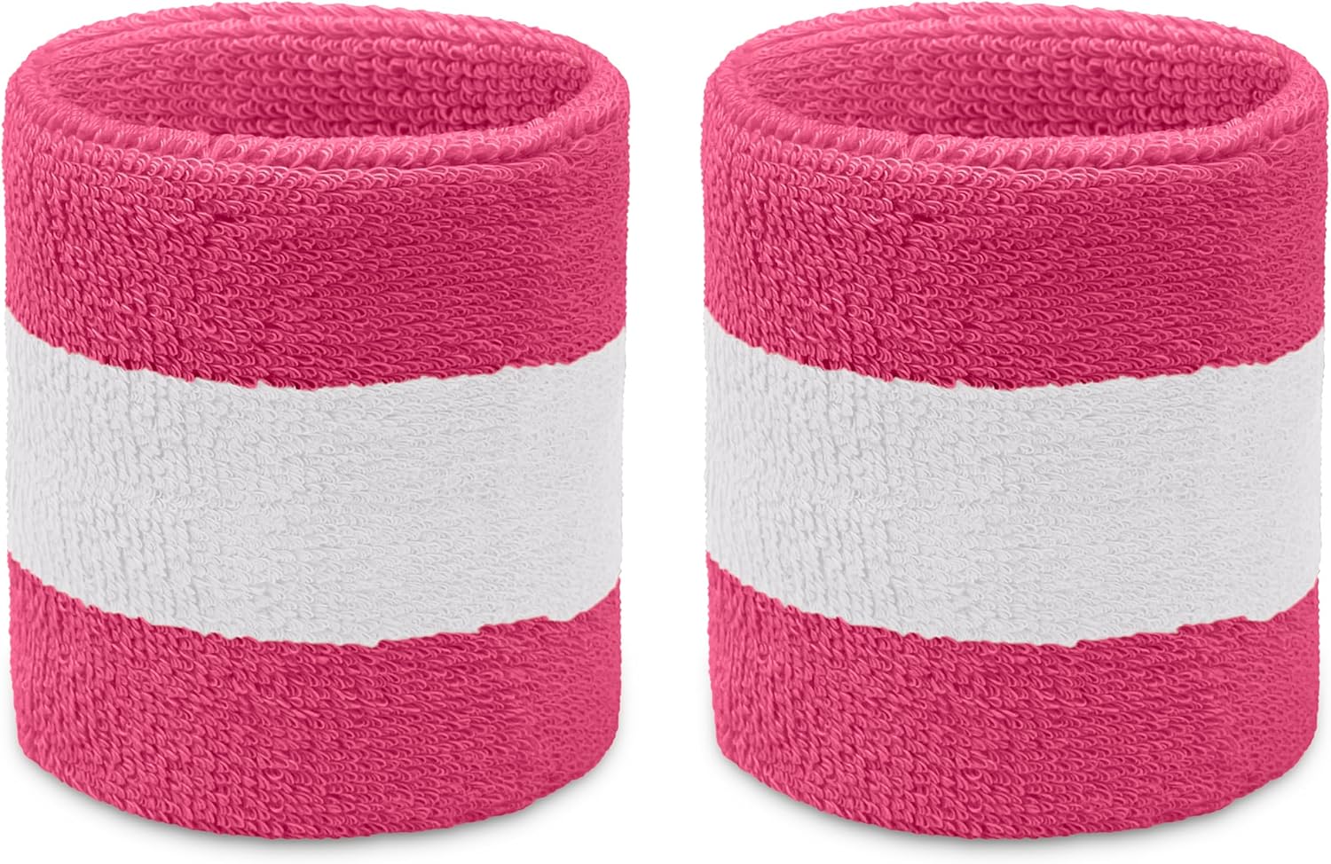 COUVER Terry Cloth 2 Colors Stripes Terry Striped Wristbands Wrist Sweatband for Men Women Boys Girls, 1 Pair