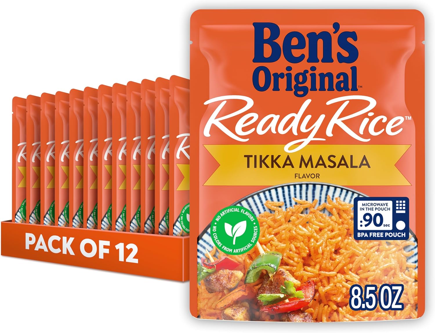 BEN'S ORIGINAL Ready Rice Tikka Masala Flavored Rice, Easy Dinner Side, 8.5 oz Pouch