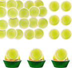 Gyufise 50Pcs Edible Tennis Cupcake Toppers Wafer Paper Sport Ball Cupcake Picks Tennis Sports Theme Baby Shower Kids Birthday Party Cake Decorations Supplies