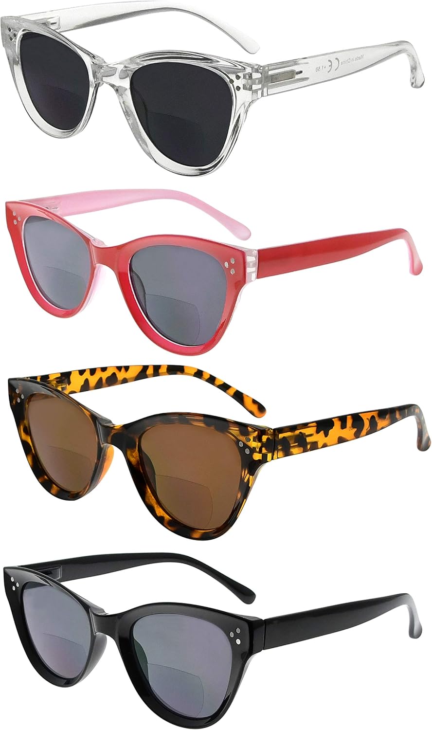 Eyekepper 4-packing Oversize Cat-eye Bifocal Sunglasses for Women Reading Tinted Lens