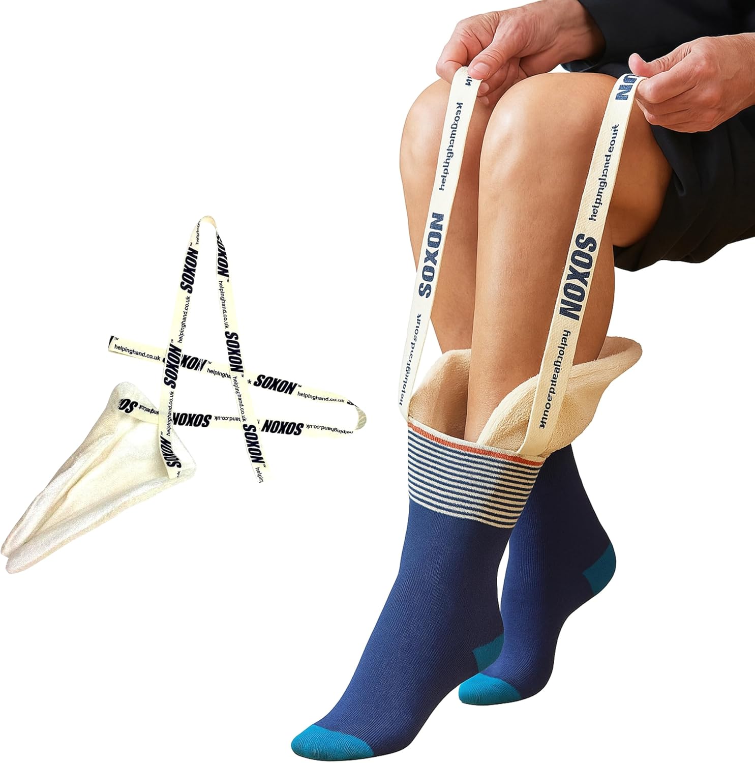 The Helping Hand Company Soxon Sock Aid. Easy Sock Helper for Seniors, Disabled, Pregnancy & Post-Surgery Recovery White