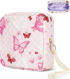 Likesing Tampon Holder for Purse, Quilted Period Bag Sanitary Napkin Storage Bag for Girls Womens, Portable Feminine Emergency Pad Period Pouch(Butterfly Pink)