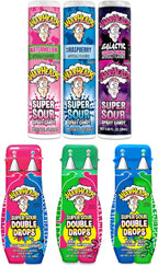 WARHEADS Super Sour Double Drops & Candy Spray Sampler - Assorted Fruity Flavored Liquid Candy - 6 Pack with 1 of Each