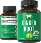 Peak Performance USDA Organic Ginger Root Capsules. Vegan Ginger Pills Supplement for Women & Men to Support Digestion, Occasional Nausea Relief, Gas & Bloat Support, and Gentle Stomach Comfort