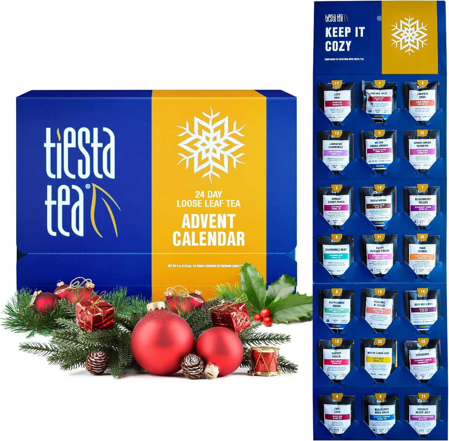 Tiesta Tea 2025 Advent Calendar, 24 Unique Mother's Day Loose Leaf Blends, Limited Edition Holiday Tea Gift Set, Perfect Variety Pack for Tea Enthusiasts