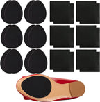 24Pcs Non-Skid Shoe Pads, Anti-Slip Shoe Grips for High Heels, Self-Adhesive Rubber Shoes Pads, Wear-Resistant Rubber Sole, Noise Reduction for Men&Women's Boots, Flats Etc (Black