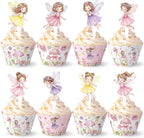 96 PCS Fairy Cupcake Topper Decoration - Birthday Party Cupcake Wrappers Decor Wing Ballet Dancer Cake Pink for Bridal Shower Birthday Party Supplies
