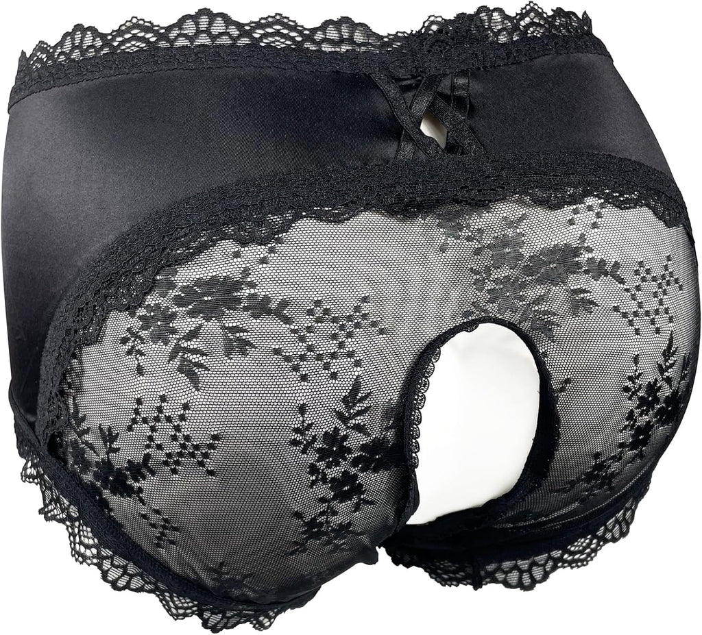 Femboy Sissy Black Mens Pouch Panties Men's Hipster Panty Lace Bikini Briefs Lingerie Underwear For Men-Manties