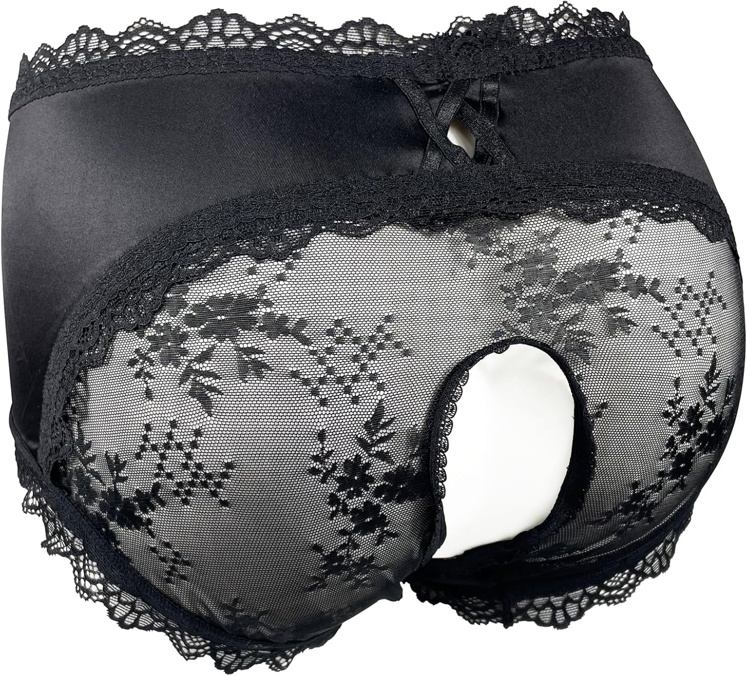 Femboy Sissy Black Mens Pouch Panties Men's Hipster Panty Lace Bikini Briefs Lingerie Underwear For Men-Manties