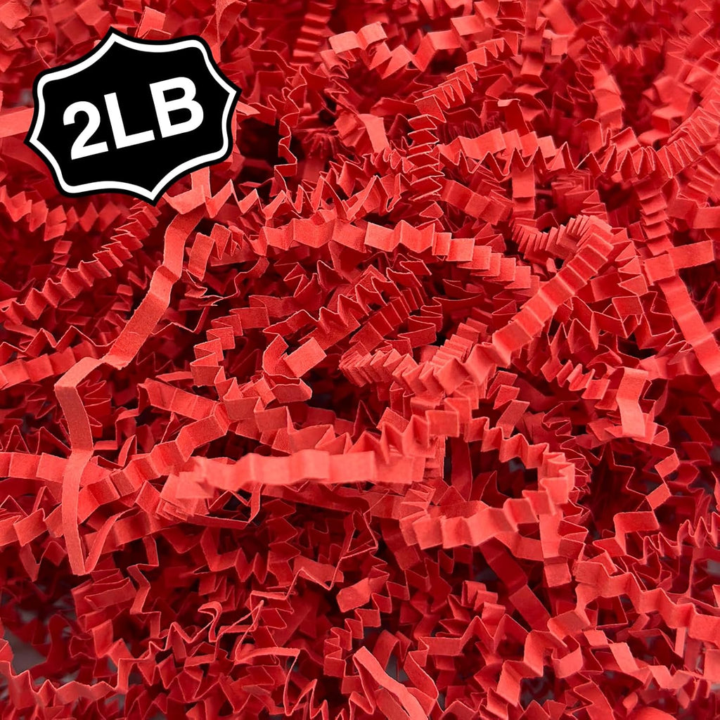 2LB Crinkle Cut Paper Shred Filler for Bag Gift Box Basket Confetti Paper Shreded Stuffing Decoration for Valentine's Day(Red)