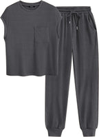 BTFBM Women's Two Piece Tracksuit Outfits Summer Short Sleeve Tops Long Pants Jogger Lounge Matching Sets Sweatsuit