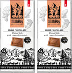 Milkboy Swiss Chocolates Almond Chocolate Bars - Premium Swiss Alpine Milk Chocolate with Almonds - All Natural, Gluten-Free, Non-GMO - Made in Switzerland, Kosher - 3 oz, Pack 2