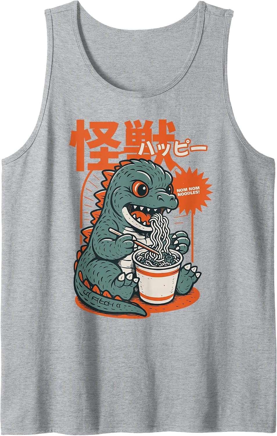 Cute Kaiju Dinosaur Ramen Noodles Funny Dino Japanese Anime Tank Top