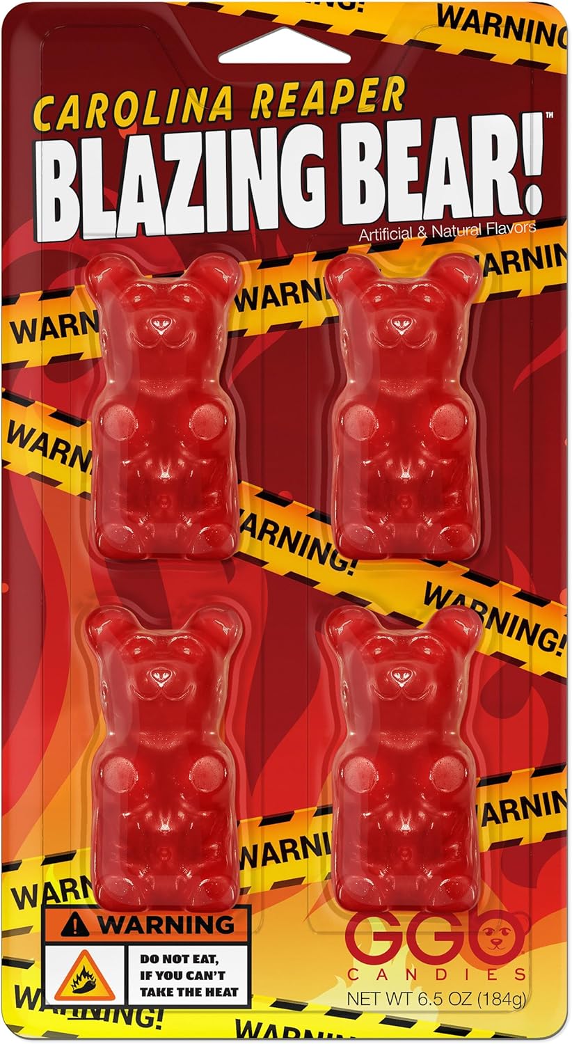 Big Bear!™ - 4 Pack of Hot and Spicy Gummy Bears from GGB Candies (Carolina Reaper)