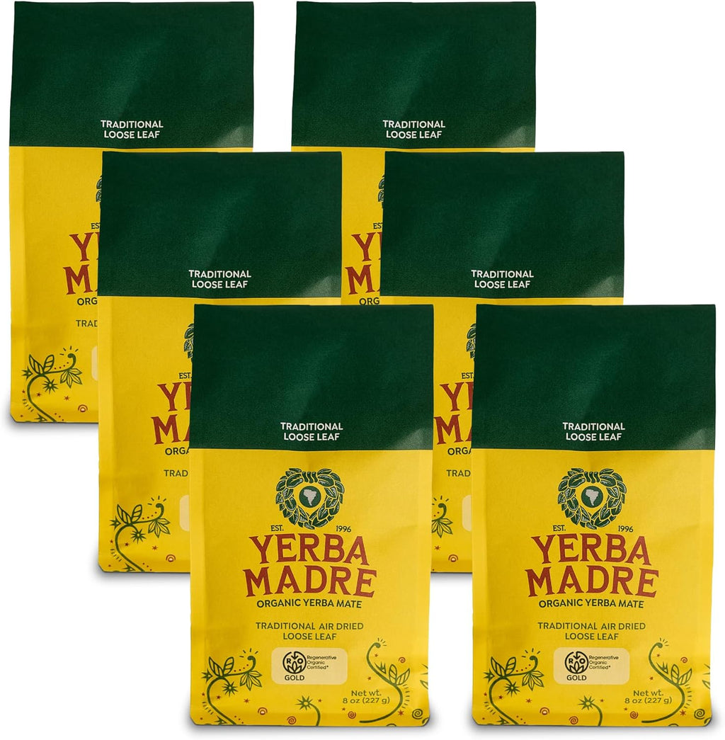 Yerba Madre Organic Loose Leaf Yerba Mate, 8 Ounce (Pack of 6)