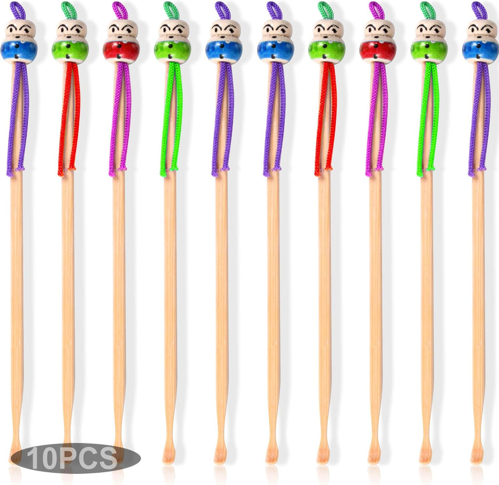 10pcs Bamboo Ear Pick Ear Cleaner Earwax Curette Remover Earpick Tool Hanging Clean Tool for Adult Children