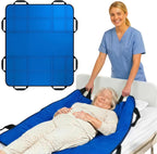 Upgraded 3-Layer Positioning Bed Pad with Handles, Transfer & Slide Sheet for Elderly Care, Waterproof Washable Draw Sheet for Turning, Lifting & Repositioning (48" x 40", Blue)