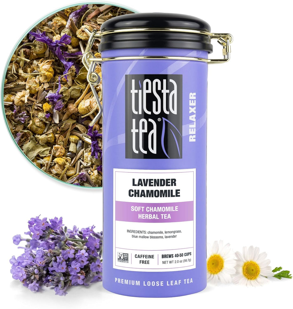 Tiesta Tea - Lavender Chamomile Herbal Tea, Loose Leaf, Calming Blend with Chamomile, Lavender, Lemongrass, Caffeine-Free Herbal, Great for Hot or Iced Brews, Refillable Tin, 50 Cups, 2 Ounce