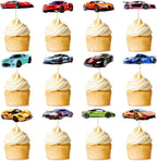 Racing Car Cupcake Toppers,24 PCS Racing Car Rider Theme Cupcake Decoration,Fighting Race Car Cupcake Picks Racing Car Cupcake Toppers for Baby Shower
