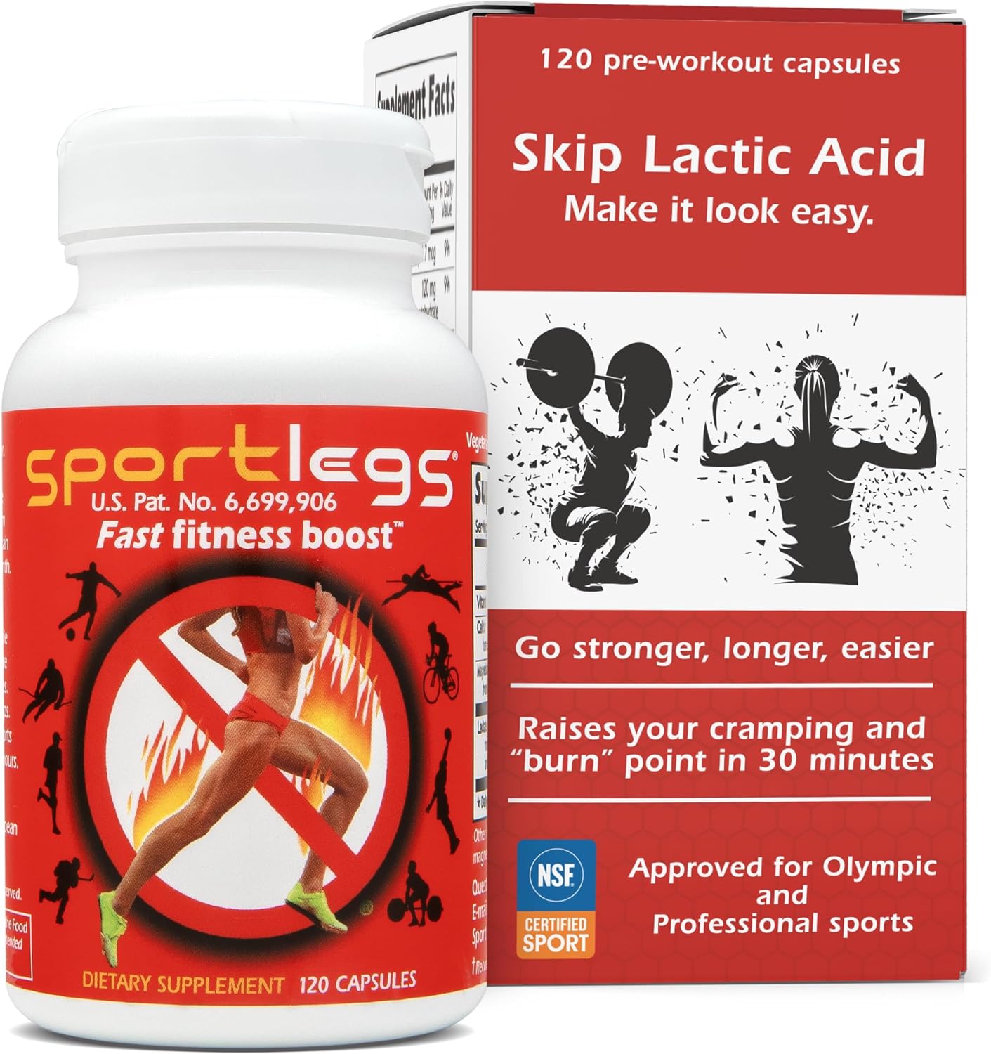 SPORTLEGS Pre-Exercise Metabolic Primer for Runners, Cyclists and Endurance Athletes - Helps Muscles Use and Recycle Lactate for Smoother, Longer Efforts - NSF Certified for Sport - 120 Capsules