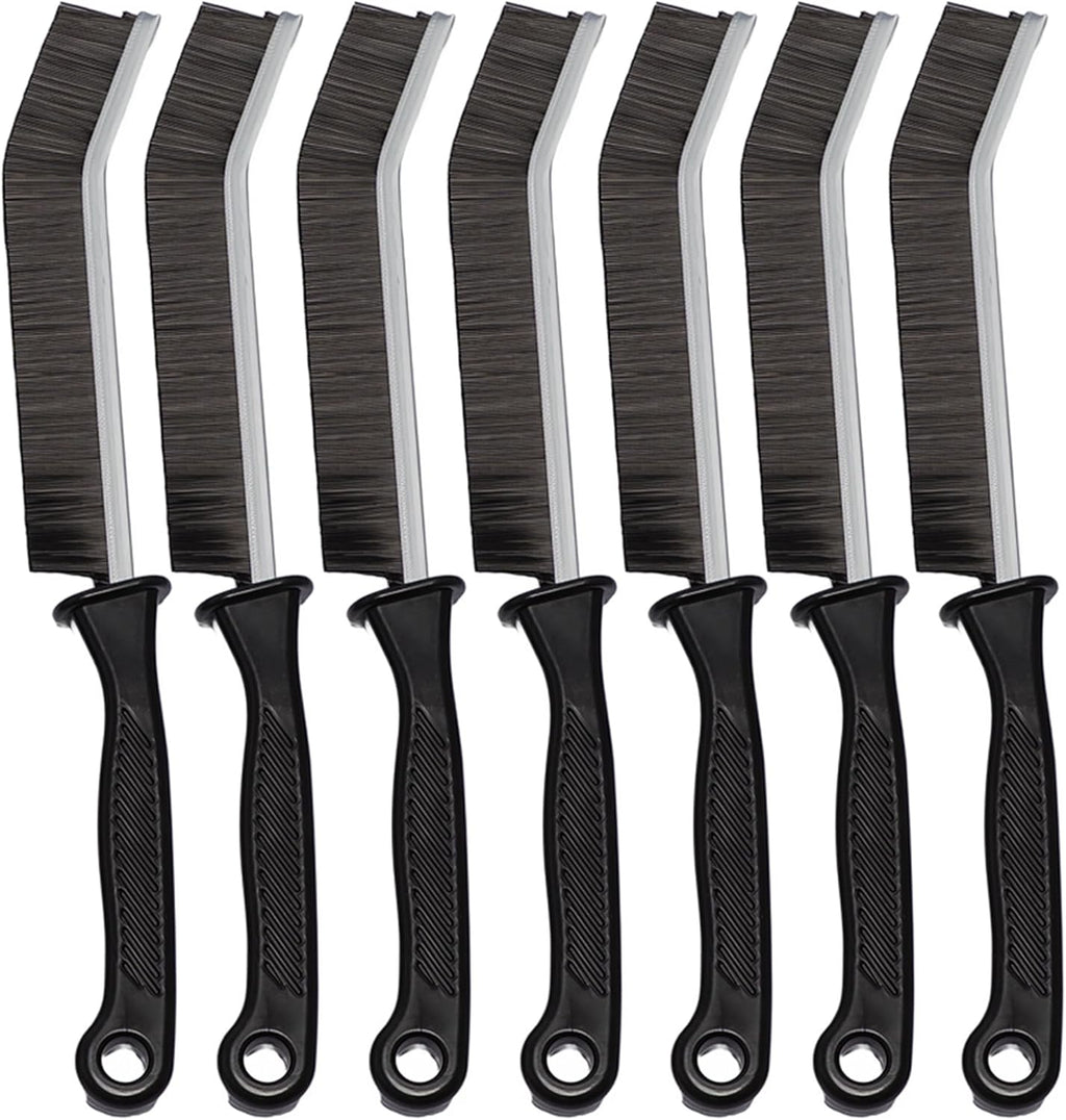 7 Pcs Hard Bristle Crevice Cleaning Brush Set - for Grout, Tight Spaces & Gap Cleaning, Deep Reach Narrow Scrubber Tools for Bathroom Tiles, Kitchen Sink, Window Tracks & Car Vents, Home Essentials