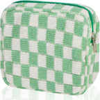 Sanitary Napkin Storage Bag, Menstrual Pad Zipper Checkered Portable Period Bag Panty Liners, Tampon Pouch for Women Ladies Daily Use Storage Purse Travel