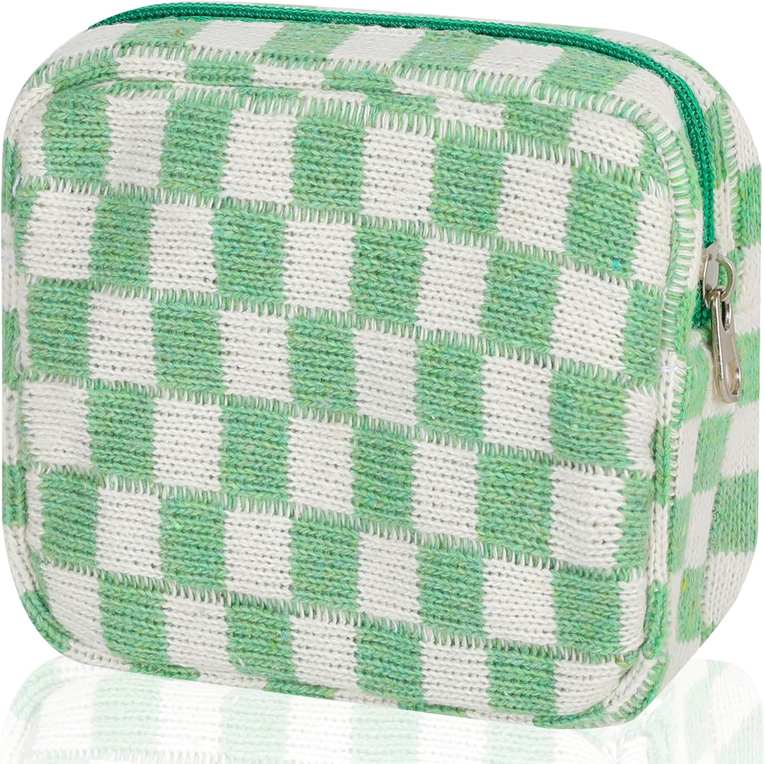 Sanitary Napkin Storage Bag, Menstrual Pad Zipper Checkered Portable Period Bag Panty Liners, Tampon Pouch for Women Ladies Daily Use Storage Purse Travel