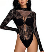 DITSONEO Women's Lingerie Sexy Fishing Net Lingerie Set Jumpsuit Set Teddy Transparent Mesh Lingerie
