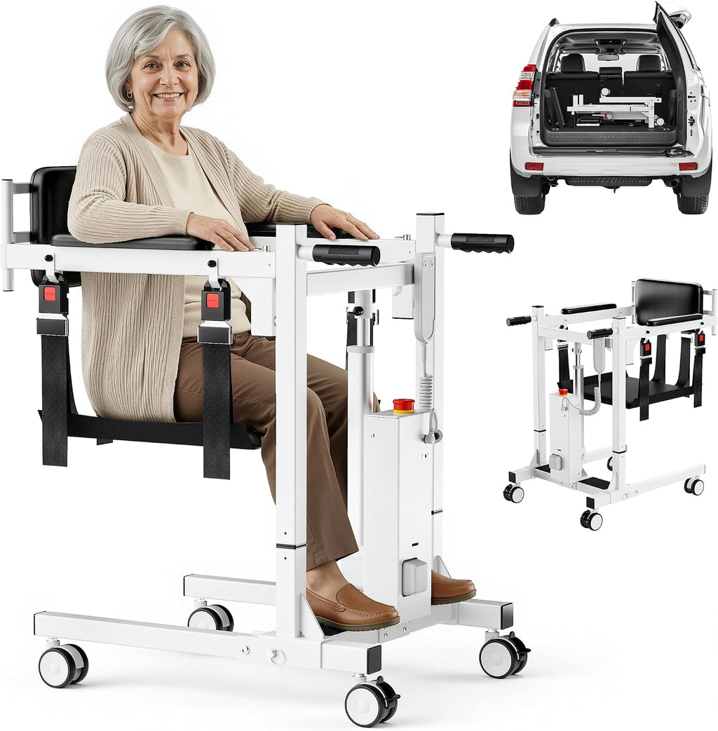 Patient Lift Transfer Chair, Electric Patient Lift for Home with Emergency Stop & Battery Indicator, Foldable Transfer Chairs for Seniors, Elderly, Bed to Sofa, Wheelchair Transfer