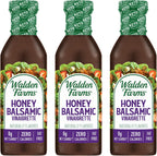 Walden Farms Honey Balsamic Vinaigrette Dressing 12 Oz. Bottle (Pack of 3) - Fresh & Delicious Salad Topping, 0g Net Carbs Condiment, Kosher Certified - Great on Salads, Drizzled on Fruits, and More