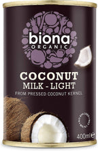 Biona Organic Coconut Milk Light - 9% Fat (400ml) - Pack of 6