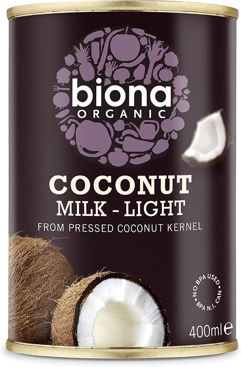 Biona Organic Coconut Milk Light - 9% Fat (400ml) - Pack of 6