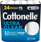 Cottonelle Ultra Clean Mega Bathroom Tissue, White, 312 Sheets Per Roll, Pack Of 24 Rolls