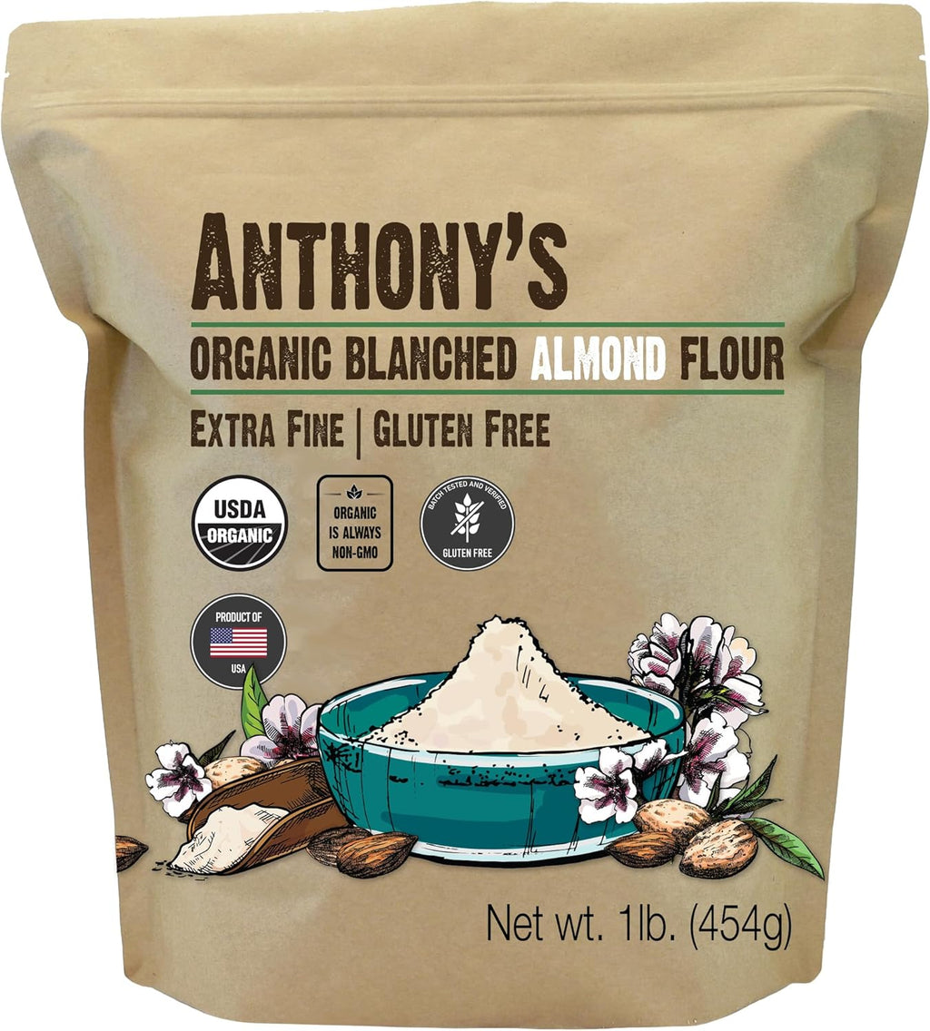 Anthony's Organic Almond Flour, 1 lb, Blanched, Gluten Free, Non GMO, Keto Friendly, Extra Fine, Low Carb