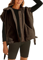 OPCAKM Women's Fuzzy Fleece Vest Oversized Sleeveless Sherpa Jacket Warm Button Down Gilet Outerwear with Pockets