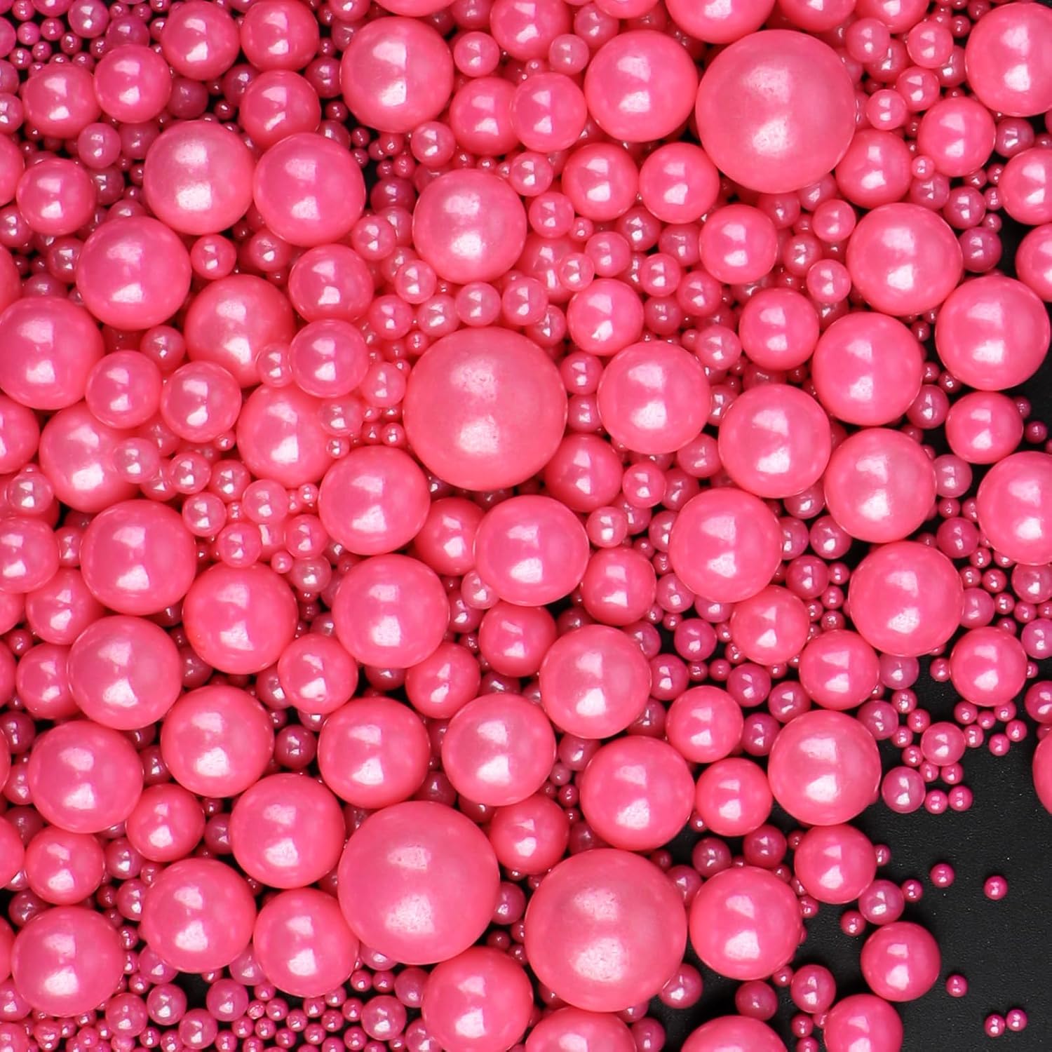 Pink Sprinkles for Cake Decorating, 130g/4.6oz Edible Hot Pink Pearl Sprinkles Mix, Sugar Candy Pearls for Baking, Cookie Decorations and Cupcake Toppings, Wedding Party Valentines Supplies