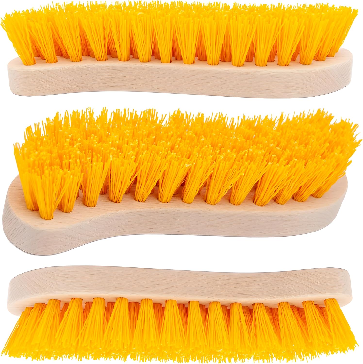 Pack of 3 - Hard Bristle Scrub Brush - Stiff Brush for Cleaning, Heavy Duty Utility Hand Brush Set for Indoor and Outdoor, Nylon Scrubbing Brush