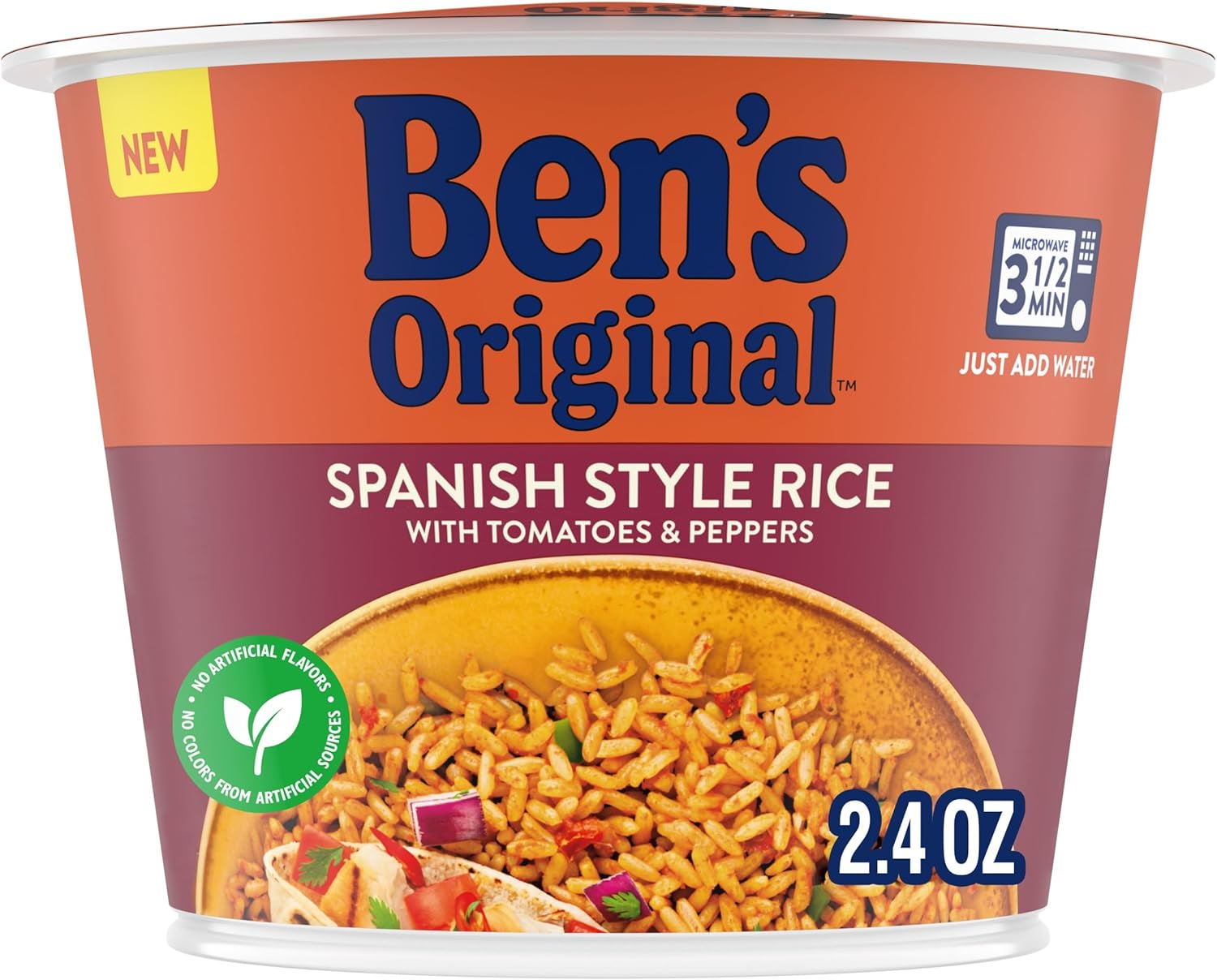 BEN'S ORIGINAL Spanish Style Rice Single Serve Cup, Snack or Side, Microwave in 3.5 Minutes, 2.4 oz