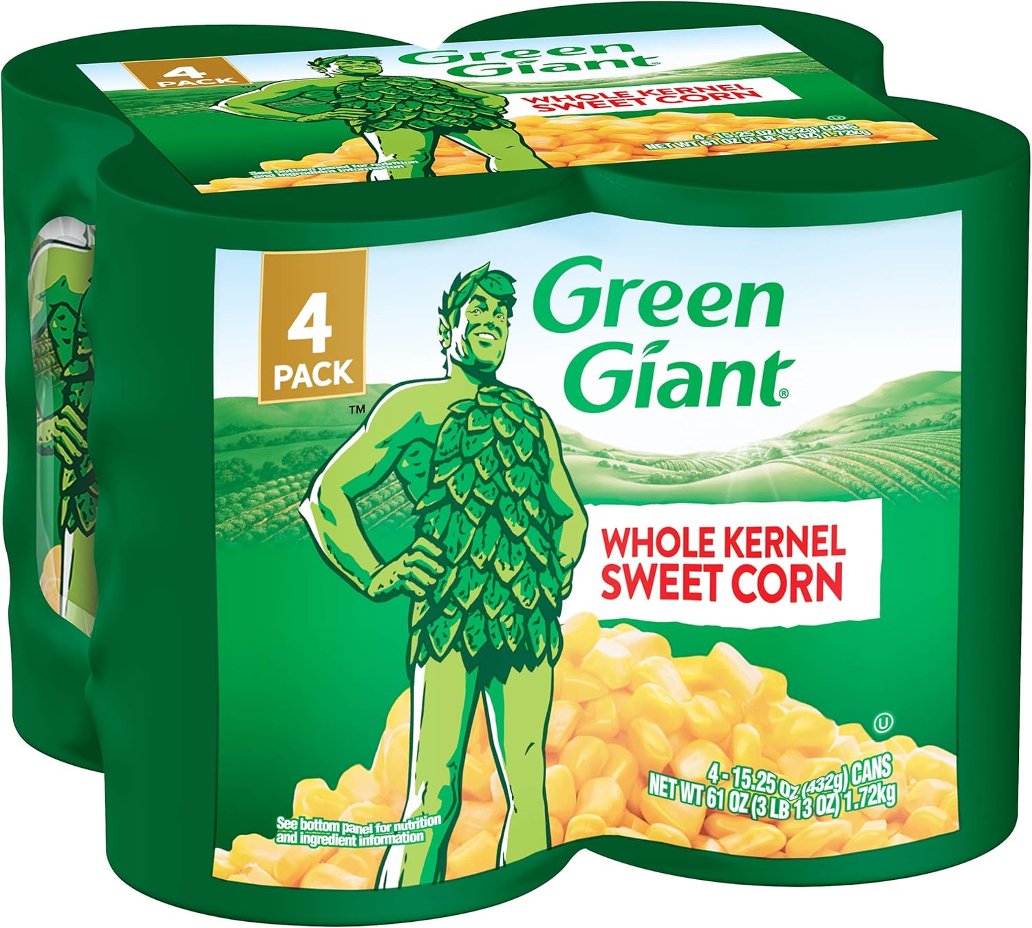 Green Giant Whole Kernel Sweet Corn, 4 Pack of 15.25 Ounce Cans
