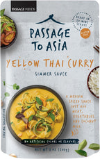 PASSAGE TO ASIA Curry Sauce - Yellow Thai Curry Simmer Sauce - Authentic Mild Spice Yellow Curry Asian Food - Quick and Easy Meal - 255g