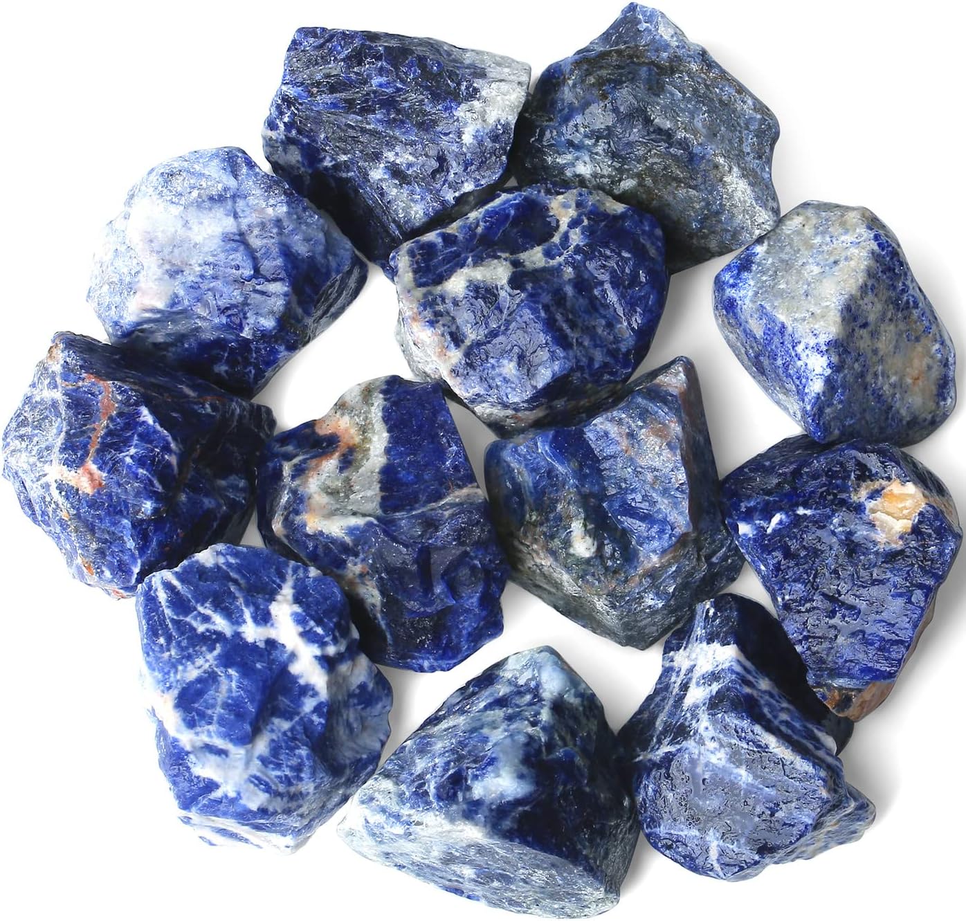 QINJIEJIE 0.9Lbs Blue Sodalite Raw Crystals Natural Stones Bulk Large 1" Rough Rocks Reiki Gemstones Fountain Landscape Rocks for Tumbling Cabbing Polishing Wire Wrapping Wicca Decoration
