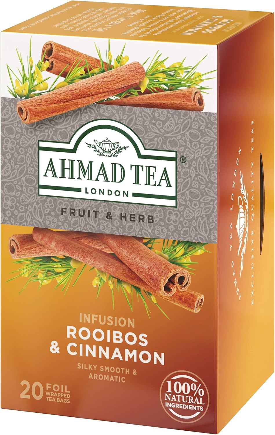 Ahmad Tea Herbal Tea, Rooibos & Cinnamon Teabags, 20 ct (Pack of 1) - Decaffeinated & Sugar-Free