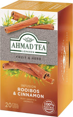 Ahmad Tea Herbal Tea, Rooibos & Cinnamon Teabags, 20 ct (Pack of 1) - Decaffeinated & Sugar-Free