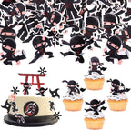 60 PCS Edible Ninja Cupcake Toppers Martial Arts Karate Kung Fu Warriors Cupcake Picks Edible Ninja Party Cake Decorations for Ninja Theme Baby Shower Kids Birthday Party Food Decorations Supplies