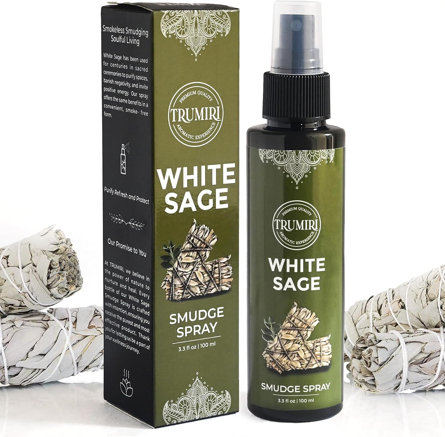 White Sage Spray for Spiritual Cleansing Negative Energy and Protection - Smudge Spray Made with Natural Non Toxic Sage Essential Oil - Salvia Blanca para Limpiar