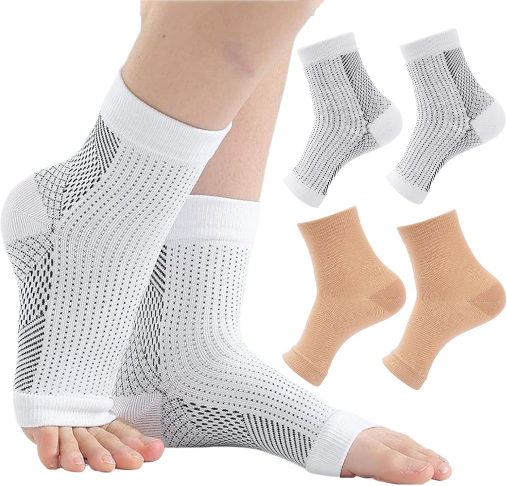 2 PCS One Compress Bamboo Foot Sleeves, Bamboos Anti Fatigue Socks, Ankle Protection Socks, Ankle Sleeves for Foot Pain Relief Soothe for Arch Support, Plantar Fasciitis, Achilles Tendonitis (M/L)